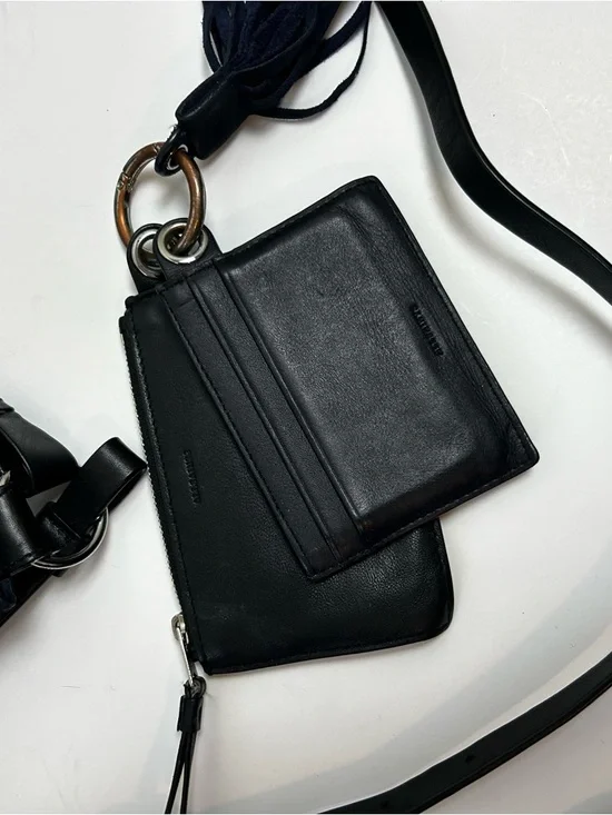 ALL SAINTS Leather suede purse pearl mini hobo bag dark blue - Picture 13 of 16